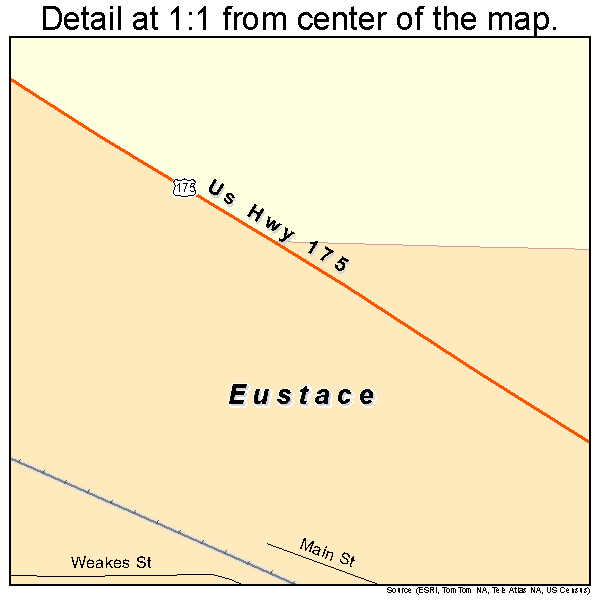 Eustace, Texas road map detail