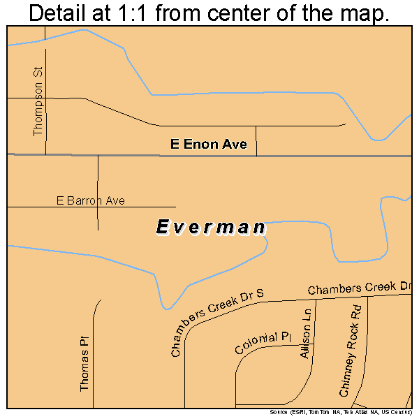 Everman, Texas road map detail