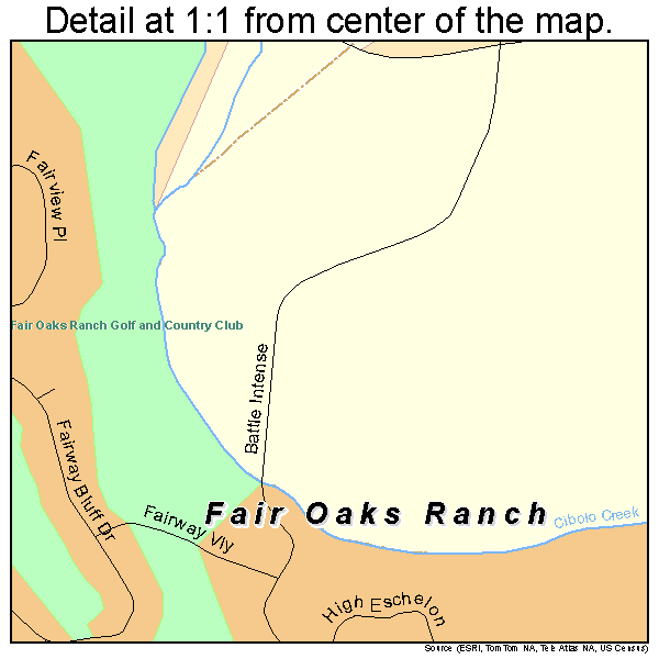 Fair Oaks Ranch, Texas road map detail