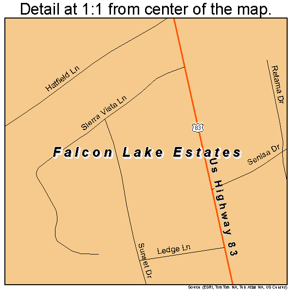 Falcon Lake Estates, Texas road map detail