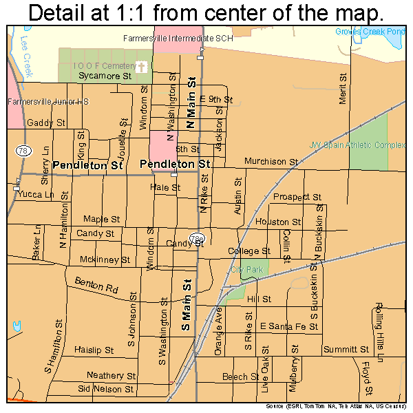 Farmersville, Texas road map detail