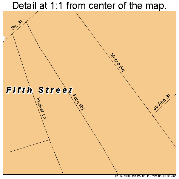Fifth Street, Texas road map detail