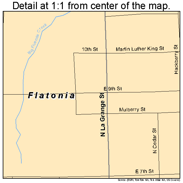 Flatonia, Texas road map detail