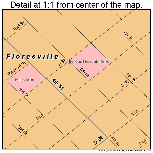 Floresville, Texas road map detail
