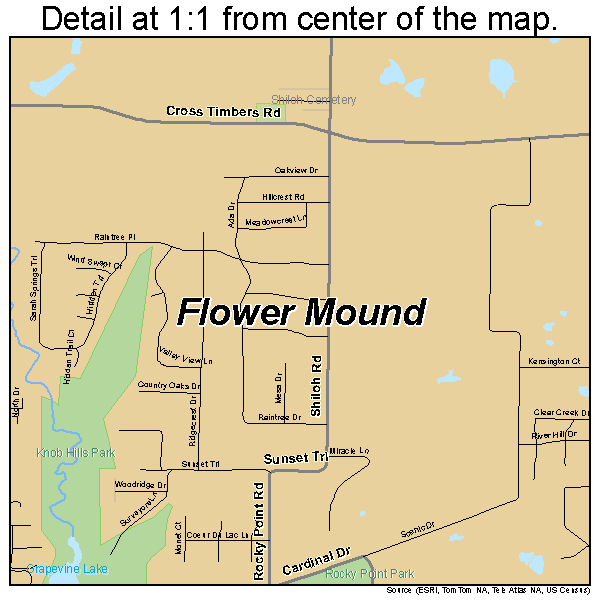 Flower Mound, Texas road map detail