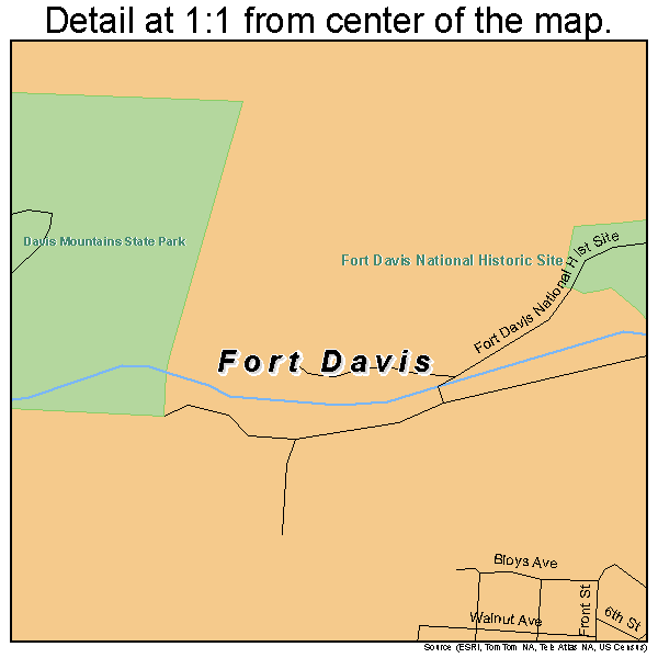 Fort Davis, Texas road map detail