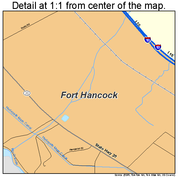 Fort Hancock, Texas road map detail
