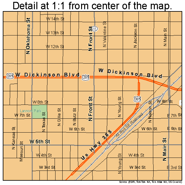 Fort Stockton, Texas road map detail