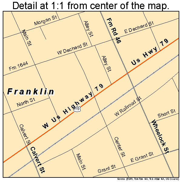 Franklin, Texas road map detail