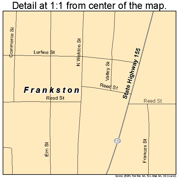 Frankston, Texas road map detail