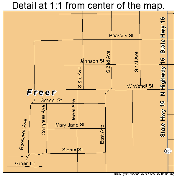 Freer, Texas road map detail