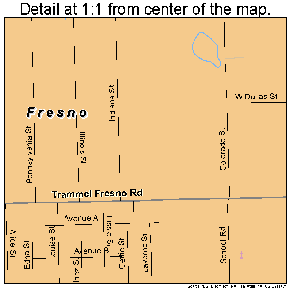 Fresno, Texas road map detail