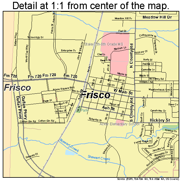 Frisco, Texas road map detail