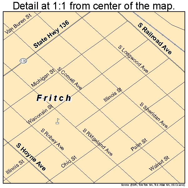 Fritch, Texas road map detail