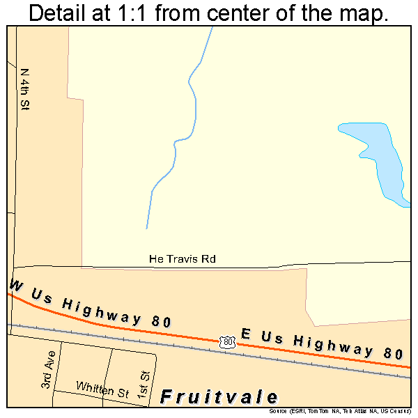 Fruitvale, Texas road map detail