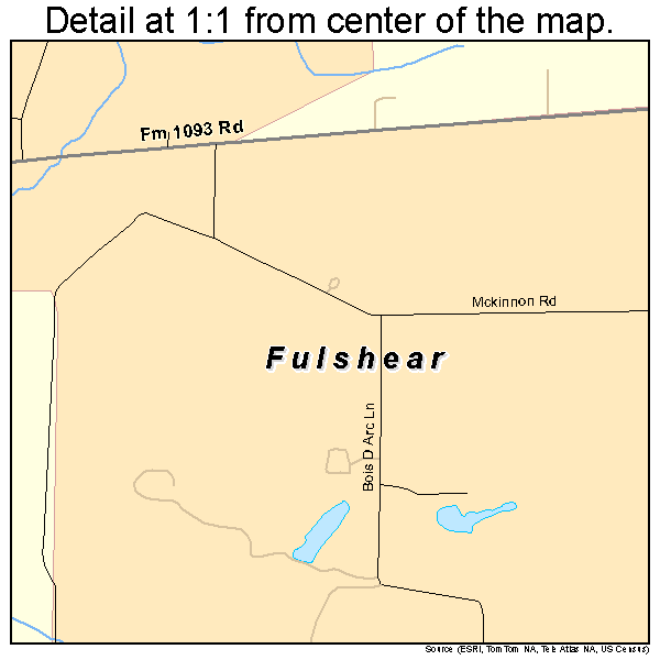 Fulshear, Texas road map detail