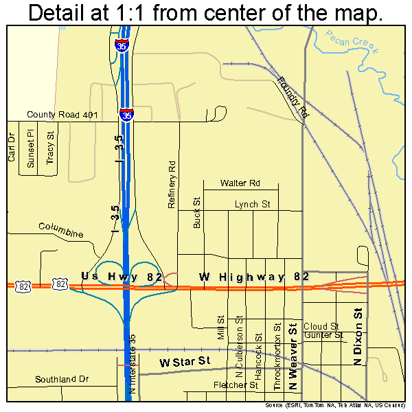 Gainesville, Texas road map detail