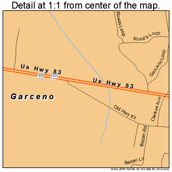 Garceno, Texas road map detail
