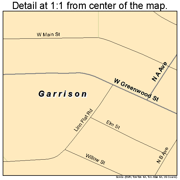 Garrison, Texas road map detail
