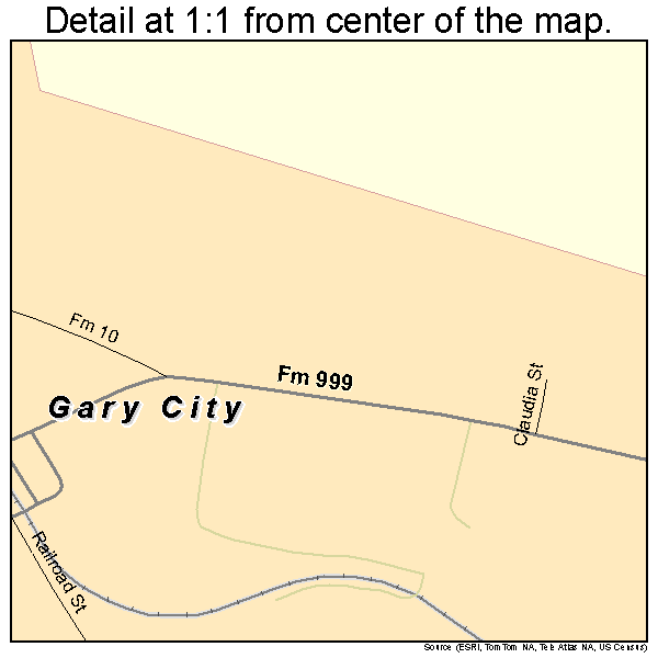 Gary City, Texas road map detail