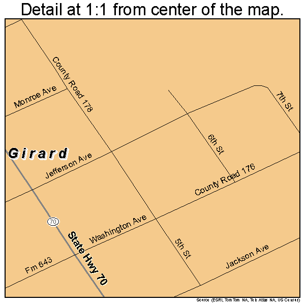Girard, Texas road map detail