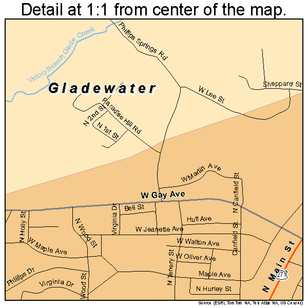 Gladewater, Texas road map detail