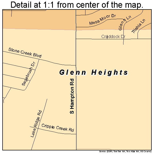 Glenn Heights, Texas road map detail