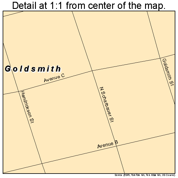 Goldsmith, Texas road map detail