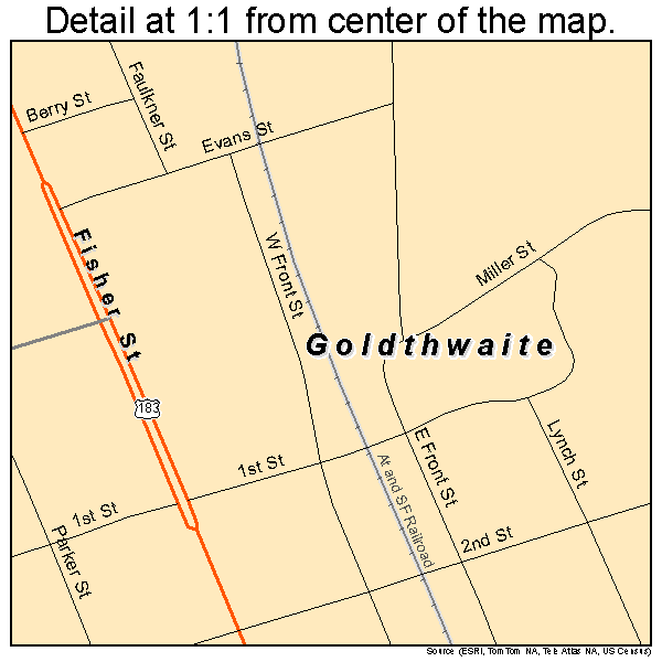 Goldthwaite, Texas road map detail