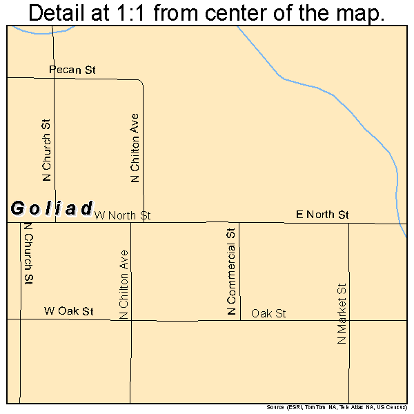 Goliad, Texas road map detail