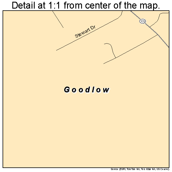 Goodlow, Texas road map detail