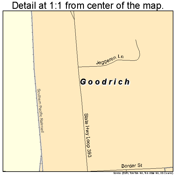 Goodrich, Texas road map detail