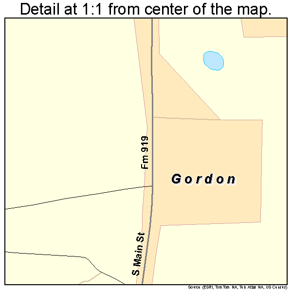 Gordon, Texas road map detail