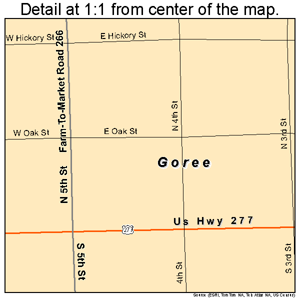 Goree, Texas road map detail