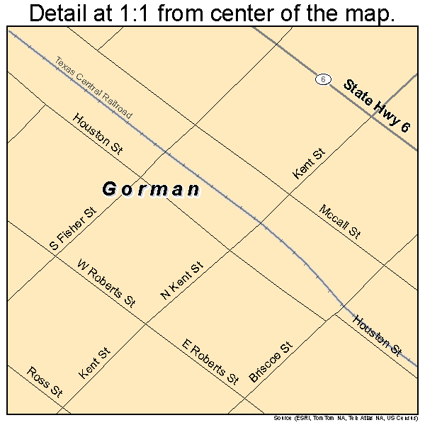 Gorman, Texas road map detail