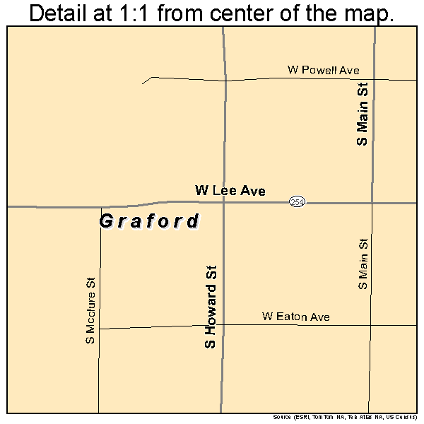 Graford, Texas road map detail