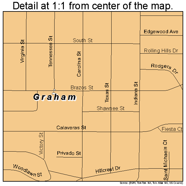 Graham, Texas road map detail