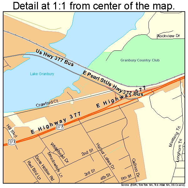 Granbury, Texas road map detail