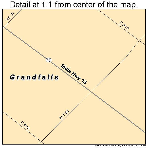 Grandfalls, Texas road map detail