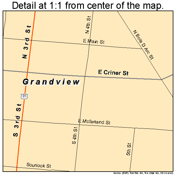 Grandview, Texas road map detail