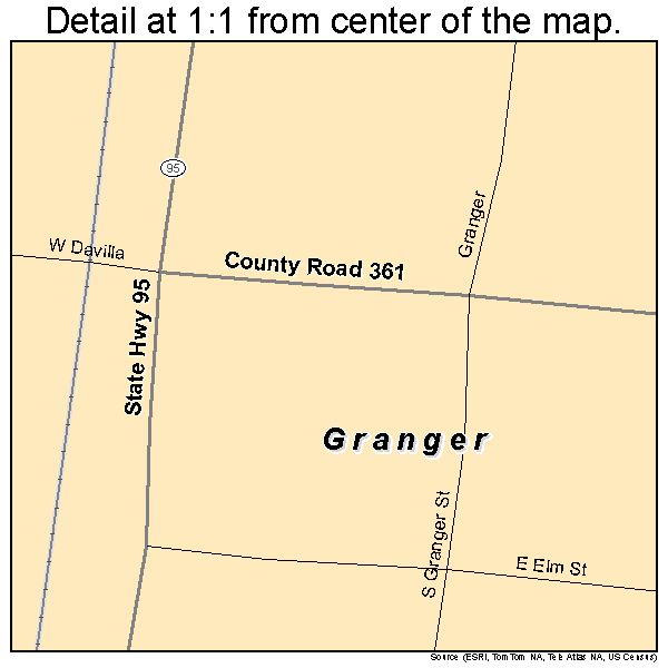 Granger, Texas road map detail