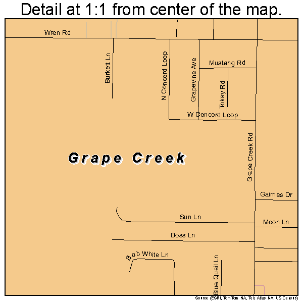 Grape Creek, Texas road map detail