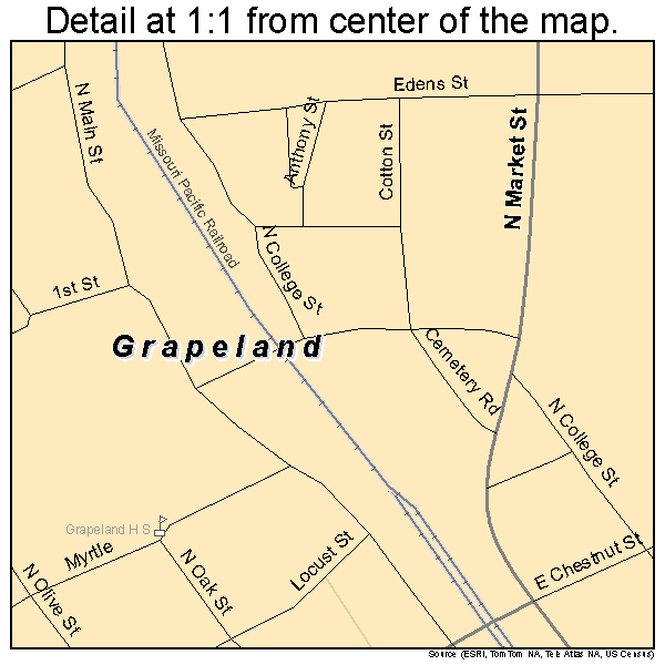 Grapeland, Texas road map detail