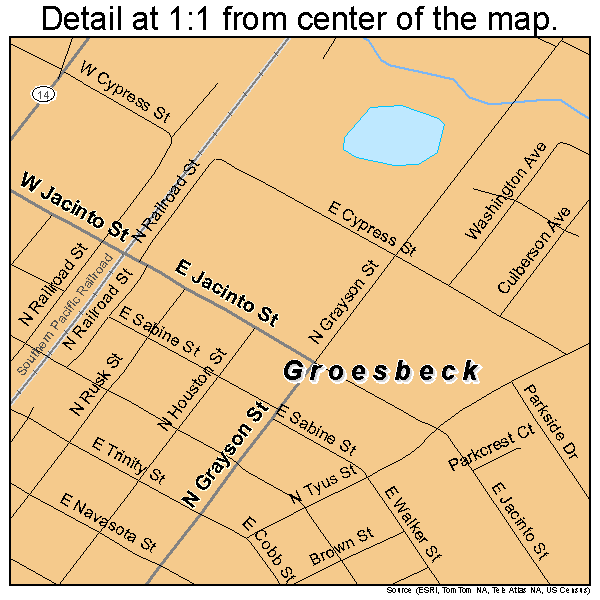 Groesbeck, Texas road map detail