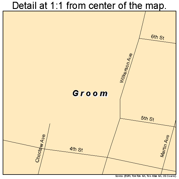 Groom, Texas road map detail