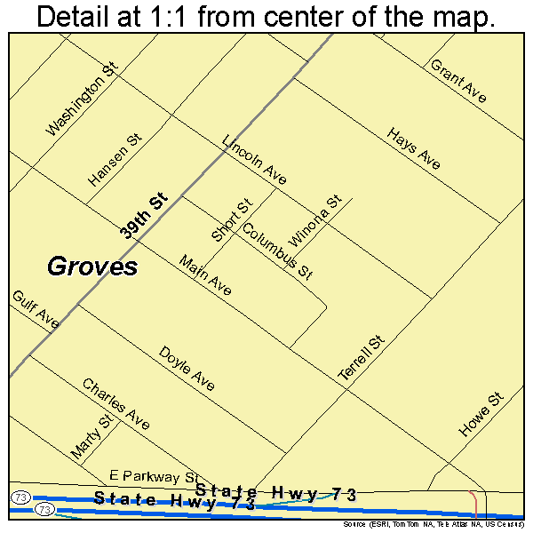 Groves, Texas road map detail