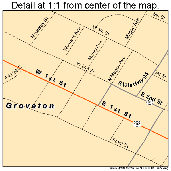 Groveton, Texas road map detail