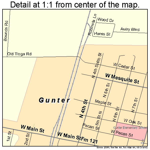 Gunter, Texas road map detail