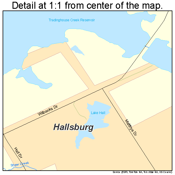 Hallsburg, Texas road map detail