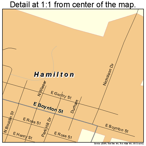 Hamilton, Texas road map detail